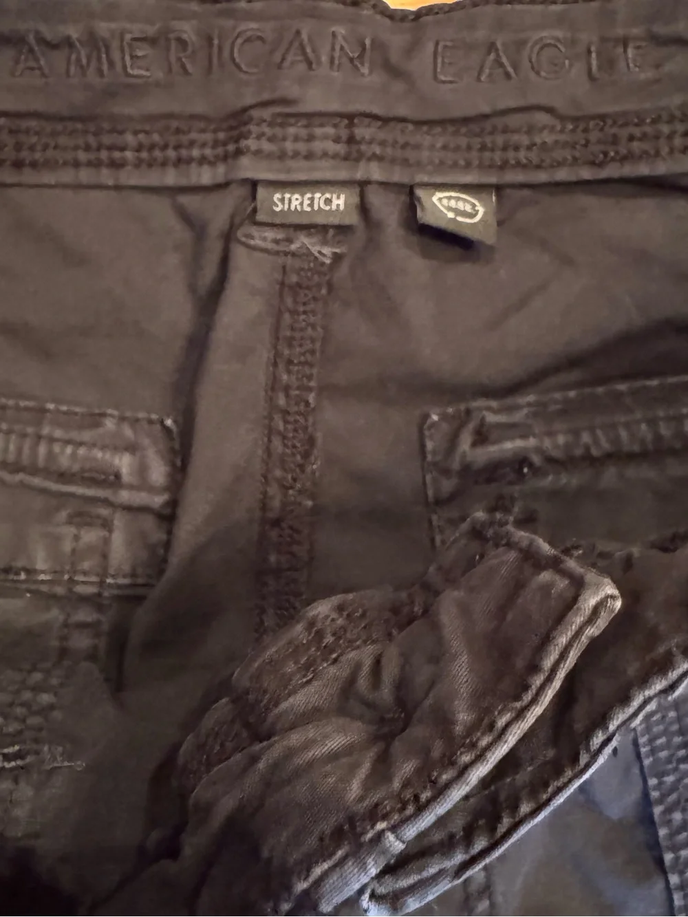 American Eagle Black Cargo Pants Women’s Size 8 Utility Jogger Ankle Tie GUC - Picture 5 of 7